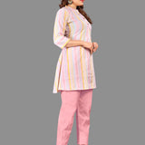 Festivals Special occasions pure linen cotton Fabric Girls premium Kurti with Pants