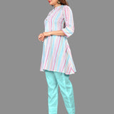 Festivals Special occasions pure linen cotton Fabric Girls premium Kurti with Pants