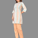 Festivals Special occasions pure linen cotton Fabric Girls premium Kurti with Pants