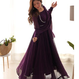 Presenting New Georgette Anarkali Gown Dupatta Full Set with Pant - Ready to Wear