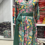 Stunning Green Floral Alia Cut Suit Set