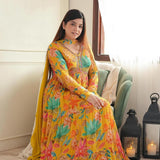 GLAMOUROUS YELLOW ALIYA CUT PAIRED WITH PANT AND DUPATTA