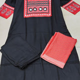 Stylish Black Kurti With Bottom And Dupatta Set