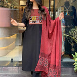 Black Color Kurti Suit Set Seems To Be A Party Wear Outfit