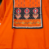 Orange Color Kurti Suit Set Seems To Be A Party Wear Outfit Rayon fabric with Maslin Dupatta.