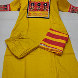 Yellow Color Kurti Suit Set Seems To Be A Party Wear Outfit Rayon fabric with Maslin Dupatta.