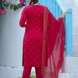 Stylish Pink Kurti With Bottom And Dupatta Set