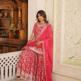 Elegant Viscose Jacquard Kurta Set with Sequins Embroidery & Russian Silk Dupatta