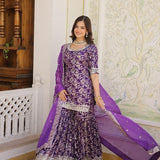 Elegant Viscose Jacquard Kurta Set with Sequins Embroidery & Russian Silk Dupatta