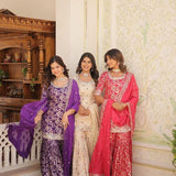 Elegant Viscose Jacquard Kurta Set with Sequins Embroidery & Russian Silk Dupatta