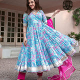 Anarkali Flared Kurti with Pant & Nazmin Dupatta