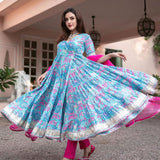 Anarkali Flared Kurti with Pant & Nazmin Dupatta