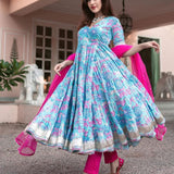 Anarkali Flared Kurti with Pant & Nazmin Dupatta