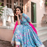 Anarkali Flared Kurti with Pant & Nazmin Dupatta