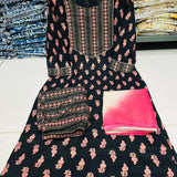 Beautiful Rayon Kurti & Printed Pant with Chanderi Dupatta - SSC