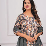 Elegant Cotton 60*60 Straight Kurti with Sharara and Cotton Brush Print Dupatta (3 PCS)