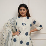 Trending Polka Dot Kali Style Pure Mul Cotton Dupatta Set