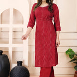 A-Line Printed Kurti with Plain Pant