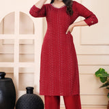 A-Line Printed Kurti with Plain Pant