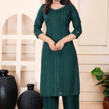 A-Line Printed Kurti with Plain Pant