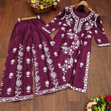 KURTI HEAVY RAYON COTTON FABRIC WID CHICKEN KARI STYLE EMBROIDERY WORK