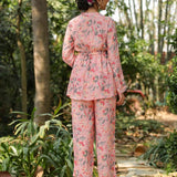 New Floral Muslin Silk Printed Peplum Kurti With Palazzo Co-Ord Set