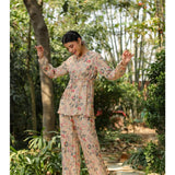 New Floral Muslin Silk Printed Peplum Kurti With Palazzo Co-Ord Set