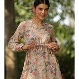 New Floral Muslin Silk Printed Peplum Kurti With Palazzo Co-Ord Set