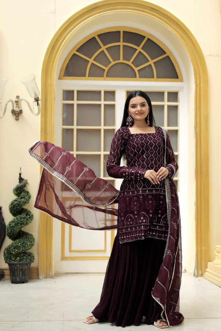 PREMIUM DESIGNER READYMADE TOP-SHARARA-DUPATTA COLLECTIONS