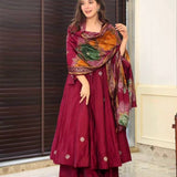 Diwali Wear Pure Chinnon Silk With Embroidery Work With Fancy Full Sleeve